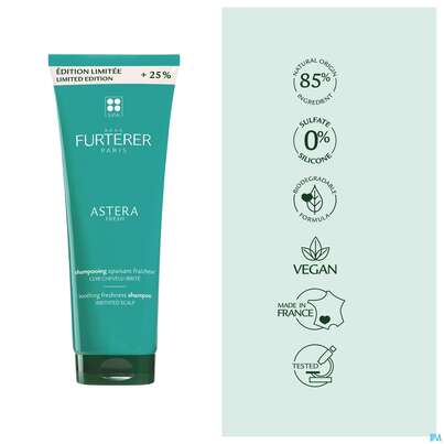 Sie sehen eine Packung Shampoon Furterer Promo Sonderedition Astera Fresh 250ml, Produktbild: 10 Shampoon Furterer Promo Sonderedition Astera Fresh 250ml, A-Nr.: 5868269 - 10