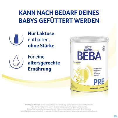 Sie sehen eine Packung Beba Pre Von Geburt An 14507912 1 Stu 800g, Produktbild: 06 Beba Pre Von Geburt An 14507912 1 Stu 800g, A-Nr.: 2680921 - 06