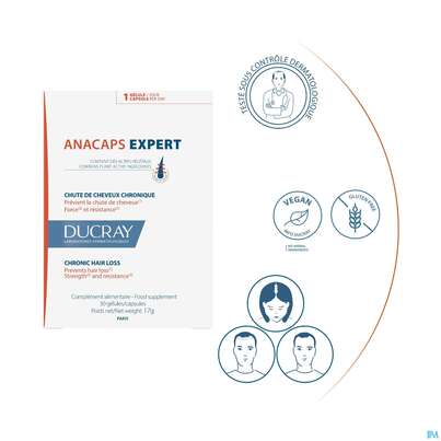 Sie sehen eine Packung Ducray Anacaps F.d.haar Haarausfall Kapseln Expert23 90st, Produktbild: 18 Ducray Anacaps F.d.haar Haarausfall Kapseln Expert23 90st, A-Nr.: 5688886 - 18