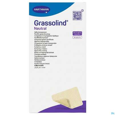 Sie sehen eine Packung Kompressen Grassolind Neutral Salbenkompresse Steril 10x 20cm 30st, Produktbild: 02 Kompressen Grassolind Neutral Salbenkompresse Steril 10x 20cm 30st, A-Nr.: 1232646 - 02