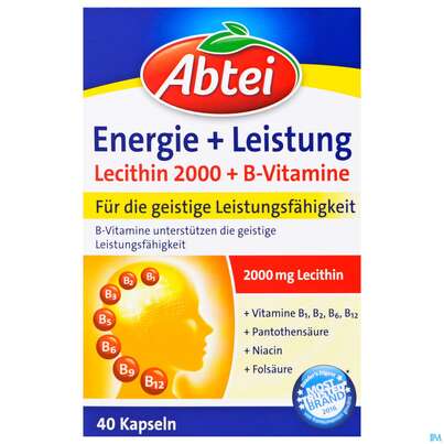 Sie sehen eine Packung Lecithin Kapseln-abtei Plus B-vitamin Neu38 40st, Produktbild: 01 Lecithin Kapseln-abtei Plus B-vitamin Neu38 40st, A-Nr.: 3817658 - 01