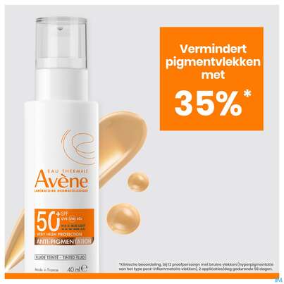 Sie sehen eine Packung Sonnenprodukte Avene Anti/pigmentation Fluid Spf50+ 40ml, Produktbild: 20 Sonnenprodukte Avene Anti/pigmentation Fluid Spf50+ 40ml, A-Nr.: 5899181 - 20