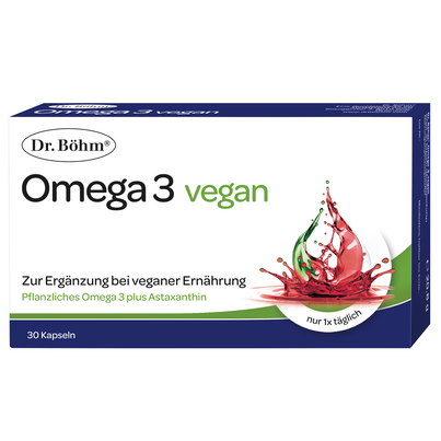 Sie sehen eine Packung Dr. Böhm® Omega 3 vegan, Produktbild: 01 Dr. Böhm® Omega 3 vegan, A-Nr.: 5711013 - 01