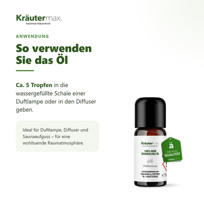 Sie sehen eine Packung Pfefferminz Öl 10 ml, Produktbild: 04 Pfefferminz Öl 10 ml, A-Nr.: 4318822 - 04