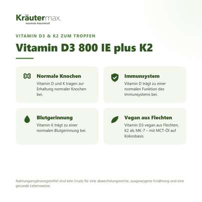 Vitamin D3 800 IE K2 Tropfen vegan 50 ml, A-Nr.: 5804418 - 02
