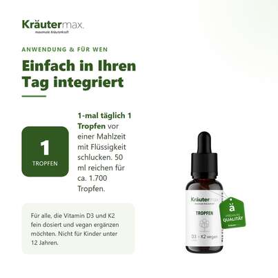 Vitamin D3 800 IE K2 Tropfen vegan 50 ml, A-Nr.: 5804418 - 04