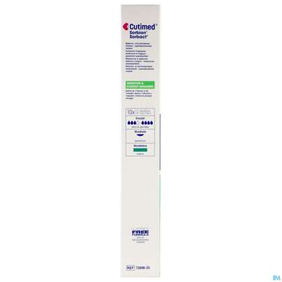 Sie sehen eine Packung Cutimed Sorbion Sorbact Steril Bakterienbind.+absorb. Wundauflage 10x20cm 72698 10st, Produktbild: 07 Cutimed Sorbion Sorbact Steril Bakterienbind.+absorb. Wundauflage 10x20cm 72698 10st, A-Nr.: 4750229 - 07