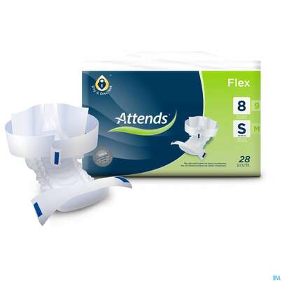 Sie sehen eine Packung Inkontinenz Attends Slip Flex S 8 112st, Produktbild: 01 Inkontinenz Attends Slip Flex S 8 112st, A-Nr.: 5163907 - 01