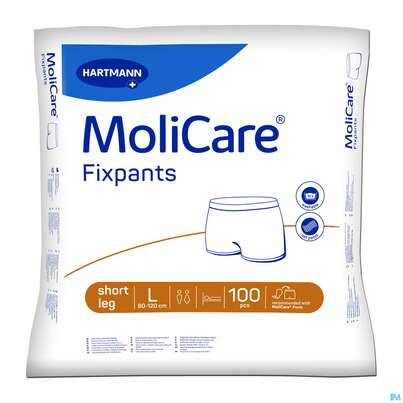 Sie sehen eine Packung Inkontinenz Molicare Fixpants Netzhoeschen Short Leg Gr L 100st, Produktbild: 01 Inkontinenz Molicare Fixpants Netzhoeschen Short Leg Gr L 100st, A-Nr.: 4743844 - 01