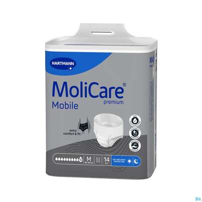 Sie sehen eine Packung Inkontinenz Molicare Premium/mobile/10tropfen M 80-120cm 14st, Produktbild: 02 Inkontinenz Molicare Premium/mobile/10tropfen M 80-120cm 14st, A-Nr.: 4843758 - 02