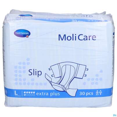 Sie sehen eine Packung Inkontinenz Molicare Slip Extra Plus L 30st, Produktbild: 01 Inkontinenz Molicare Slip Extra Plus L 30st, A-Nr.: 4518136 - 01
