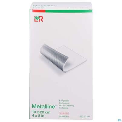 Sie sehen eine Packung Metalline-lohmann Kompresse Entkeimt 10x 20cm 50st, Produktbild: 01 Metalline-lohmann Kompresse Entkeimt 10x 20cm 50st, A-Nr.: 1133565 - 01