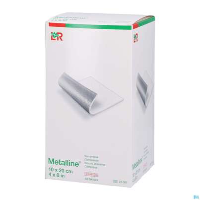 Sie sehen eine Packung Metalline-lohmann Kompresse Entkeimt 10x 20cm 50st, Produktbild: 02 Metalline-lohmann Kompresse Entkeimt 10x 20cm 50st, A-Nr.: 1133565 - 02