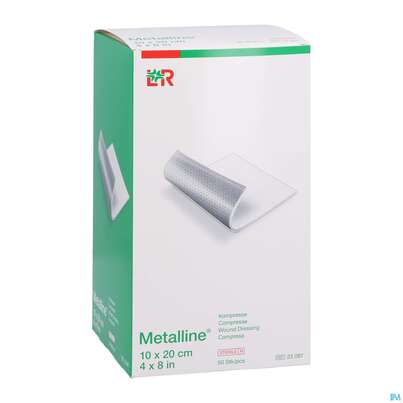 Sie sehen eine Packung Metalline-lohmann Kompresse Entkeimt 10x 20cm 50st, Produktbild: 03 Metalline-lohmann Kompresse Entkeimt 10x 20cm 50st, A-Nr.: 1133565 - 03