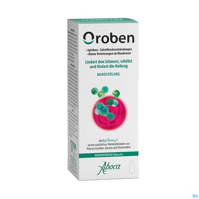 Sie sehen eine Packung Mundwasser/spuelung Aboca Oroben Aphthen +zahnfleisch- Entzuendung Ab 6jahren 150ml, Produktbild: 02 Mundwasser/spuelung Aboca Oroben Aphthen +zahnfleisch- Entzuendung Ab 6jahren 150ml, A-Nr.: 6027129 - 02