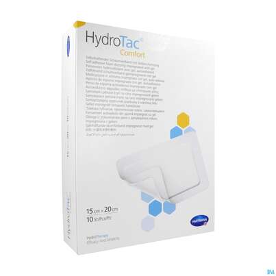 Sie sehen eine Packung Schaumverband Hydrotac Comfort 15x 20cm 10st, Produktbild: 02 Schaumverband Hydrotac Comfort 15x 20cm 10st, A-Nr.: 4134051 - 02