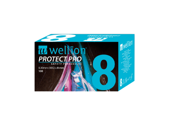 WELL128 Wellion PROTECT PRO Sicherheitspennadeln (Safety Pennadeln), 100 Stück, A-Nr.: 4441824 - 01