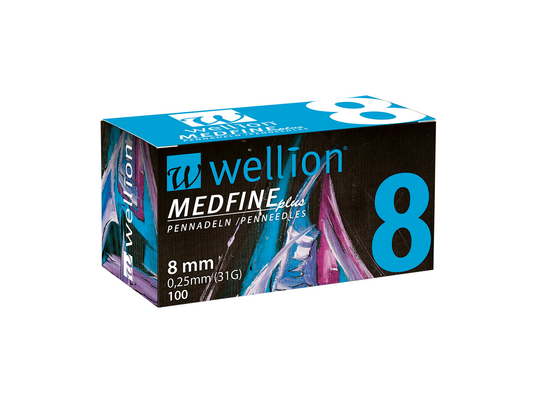 WELL108 Wellion MEDFINE plus Pennadeln, 8 mm, 100 Stück, A-Nr.: 3480093 - 01