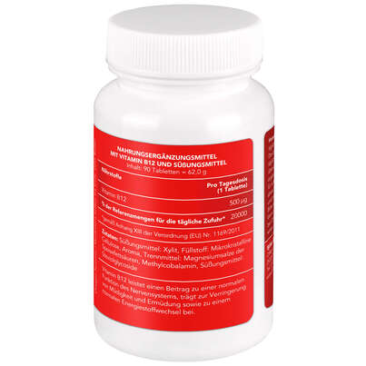 Sie sehen eine Packung BjökoVit Vitamin B12 Kautabletten 500mcg vegan, Produktbild: 03 BjökoVit Vitamin B12 Kautabletten 500mcg vegan, A-Nr.: 5174609 - 03