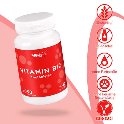 Sie sehen eine Packung BjökoVit Vitamin B12 Kautabletten 500mcg vegan, Produktbild: 05 BjökoVit Vitamin B12 Kautabletten 500mcg vegan, A-Nr.: 5174609 - 05