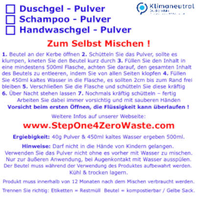 Sie sehen eine Packung Duschgel Pulver Kokosmilch StepOne, Produktbild: 02 Duschgel Pulver Kokosmilch StepOne, A-Nr.: 5454272 - 02