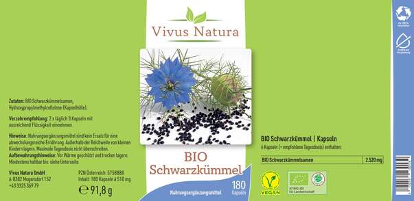 Bio Schwarzkümmel Kapseln, A-Nr.: 5758888 - 01