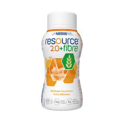 Sie sehen eine Packung Resource® 2.0+fibre Aprikose 24x200ml, Produktbild: 01 Resource® 2.0+fibre Aprikose 24x200ml, A-Nr.: 3588695 - 01