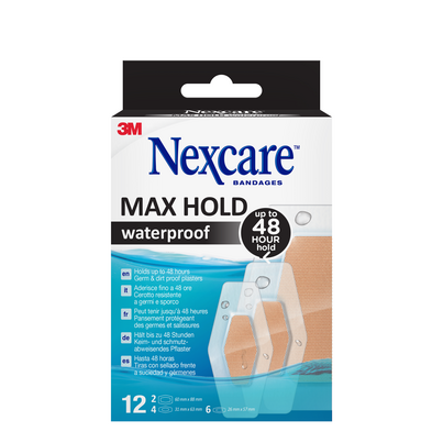 Nexcare™ Max Hold wasserfeste Pflaster, verschiedene Größen, 12 Stk., A-Nr.: 5328461 - 01