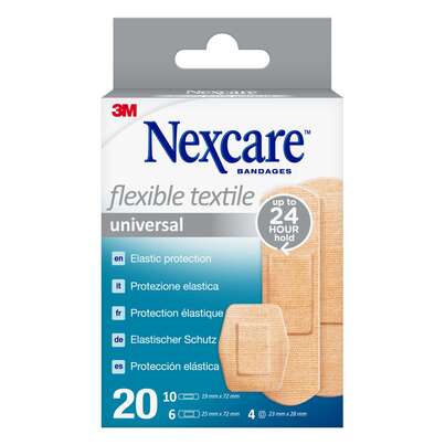 Nexcare™ Flexible Textile Universal Pflaster, assortiert, 20/Packung, A-Nr.: 5386949 - 01