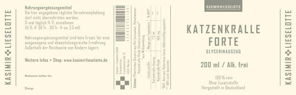 Sie sehen eine Packung Kasimir und Lieselotte Katzenkralle Liquid alkoholfrei, Produktbild: 03 Kasimir und Lieselotte Katzenkralle Liquid alkoholfrei, A-Nr.: 5176850 - 03