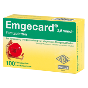 Sie sehen eine Packung Emgecard 2,5 mmol-Filmtabletten, Produktbild: 01 Emgecard 2,5 mmol-Filmtabletten, A-Nr.: 3521716 - 01