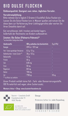 Sie sehen eine Packung Kasimir + Lieselotte Bio Dulse Flocken, Produktbild: 03 Kasimir + Lieselotte Bio Dulse Flocken, A-Nr.: 5616616 - 03