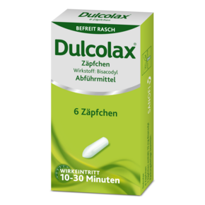 Sie sehen eine Packung Dulcolax® Zäpfchen, Produktbild: 01 Dulcolax® Zäpfchen, A-Nr.: 0018017 - 01