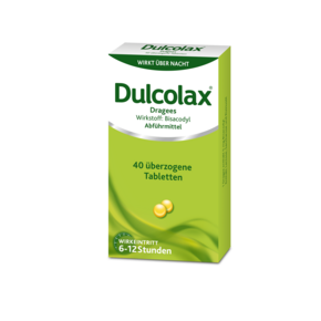 Sie sehen eine Packung Dulcolax® 5 mg Dragees, Produktbild: 01 Dulcolax® 5 mg Dragees, A-Nr.: 3512344 - 01