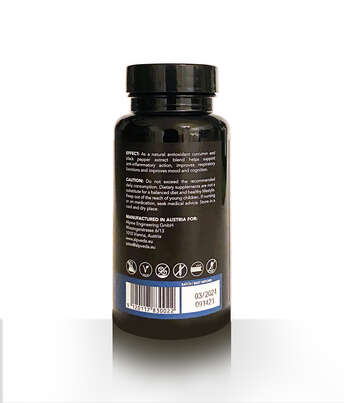 Sie sehen eine Packung Curcumin 95% + Piperin, Produktbild: 02 Curcumin 95% + Piperin, A-Nr.: 5431609 - 02