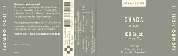 Sie sehen eine Packung Kasimir und Lieselotte Chaga Kapseln, Produktbild: 03 Kasimir und Lieselotte Chaga Kapseln, A-Nr.: 5177401 - 03