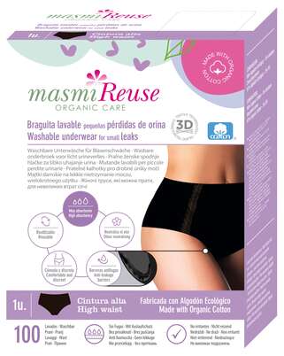 Sie sehen eine Packung Bio Inkontinenz Maxislip - High Waist - Größe XL - Schwarz - MASMI, Produktbild: 01 Bio Inkontinenz Maxislip - High Waist - Größe XL - Schwarz - MASMI, A-Nr.: 5777093 - 01