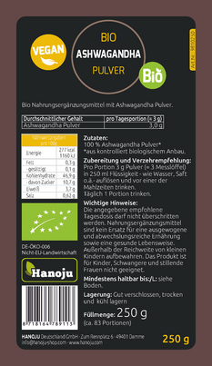 Hanoju Ashwagandha Pulver Bio, A-Nr.: 5167839 - 02