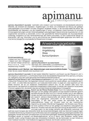 Sie sehen eine Packung Apimanu Neurotosan Ayurveda Kapseln, Produktbild: 03 Apimanu Neurotosan Ayurveda Kapseln, A-Nr.: 3158954 - 03