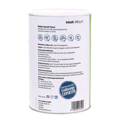 Sie sehen eine Packung all in® PURE WHEY MOLKEN Protein Pulver (6 x 500 g), Produktbild: 01 all in® PURE WHEY MOLKEN Protein Pulver (6 x 500 g), A-Nr.: 5581438 - 01