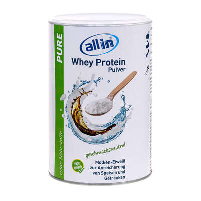 Sie sehen eine Packung all in® PURE WHEY MOLKEN Protein Pulver (6 x 500 g), Produktbild: 03 all in® PURE WHEY MOLKEN Protein Pulver (6 x 500 g), A-Nr.: 5581438 - 03