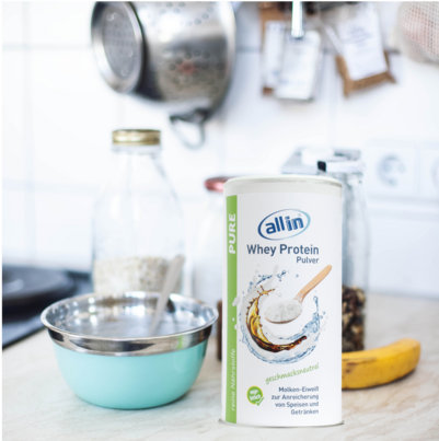 Sie sehen eine Packung all in® PURE WHEY MOLKEN Protein Pulver (6 x 500 g), Produktbild: 04 all in® PURE WHEY MOLKEN Protein Pulver (6 x 500 g), A-Nr.: 5581438 - 04