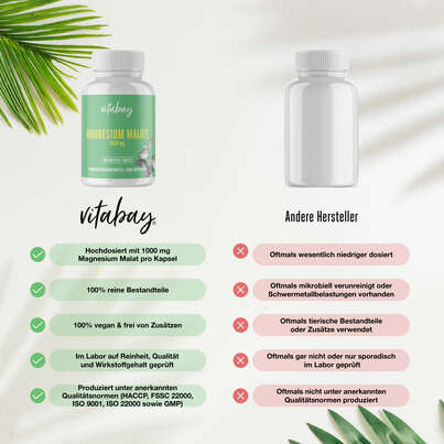 Sie sehen eine Packung Vitabay Magnesium Malate 1000 mg Tabletten, Produktbild: 02 Vitabay Magnesium Malate 1000 mg Tabletten, A-Nr.: 5877788 - 02