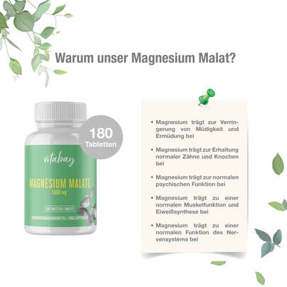 Sie sehen eine Packung Vitabay Magnesium Malate 1000 mg Tabletten, Produktbild: 04 Vitabay Magnesium Malate 1000 mg Tabletten, A-Nr.: 5877788 - 04