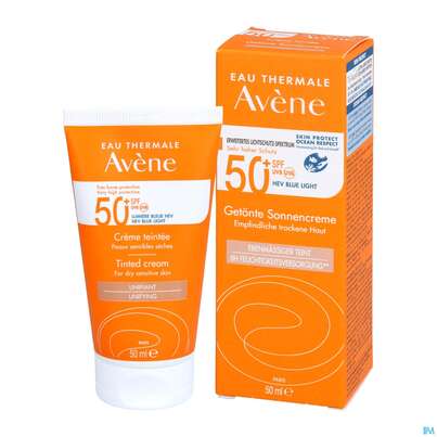 Sie sehen eine Packung Avène Getönte Sonnencreme Spf 50+ 50ml, Produktbild: 12 Avène Getönte Sonnencreme Spf 50+ 50ml, A-Nr.: 5598953 - 12