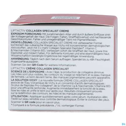 Sie sehen eine Packung Vichy Liftactiv Collagen/specialist Alle Hauttypen 50ml, Produktbild: 09 Vichy Liftactiv Collagen/specialist Alle Hauttypen 50ml, A-Nr.: 4870407 - 09