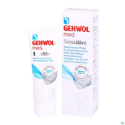 Sie sehen eine Packung Gehwol Med.sensitive Creme Nr.64143 75ml, Produktbild: 12 Gehwol Med.sensitive Creme Nr.64143 75ml, A-Nr.: 4792707 - 12