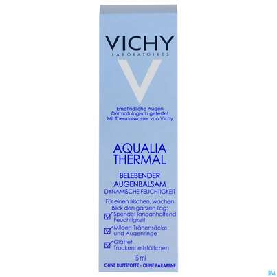 Sie sehen eine Packung Vichy Aqualia Thermal Augenbalsam 15ml, Produktbild: 01 Vichy Aqualia Thermal Augenbalsam 15ml, A-Nr.: 4324277 - 01