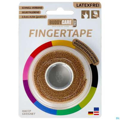 Tape Buddycare Med Finger Latexfrei Flexibel Kohaesiv. 2,5cmx 4,5m Hautfarben 1st, A-Nr.: 4781158 - 01