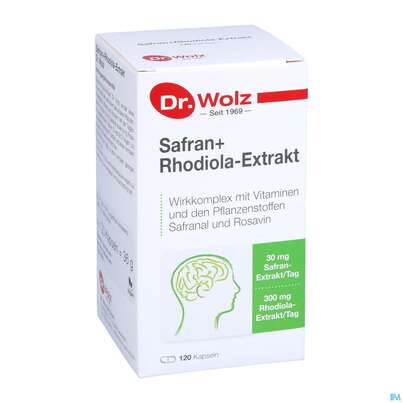 Sie sehen eine Packung Safran +rhodiola Extrakt Kapseln Dr.wolz Nr 60548 120st, Produktbild: 05 Safran +rhodiola Extrakt Kapseln Dr.wolz Nr 60548 120st, A-Nr.: 4297758 - 05